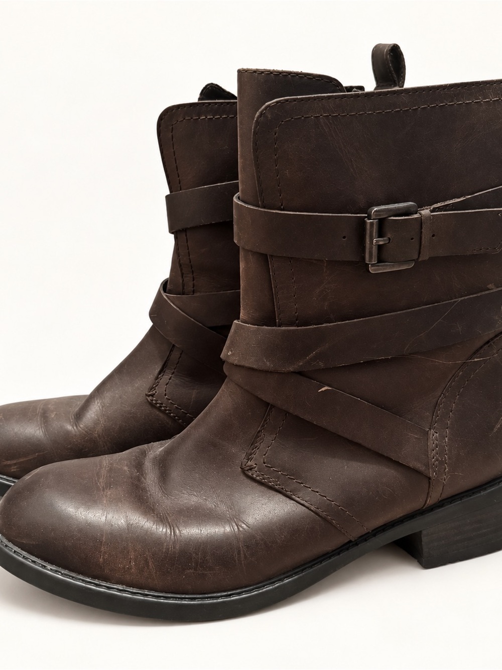Clarks Artisan Women’s 9 M Brown Leather Moto Biker Ankle Boots